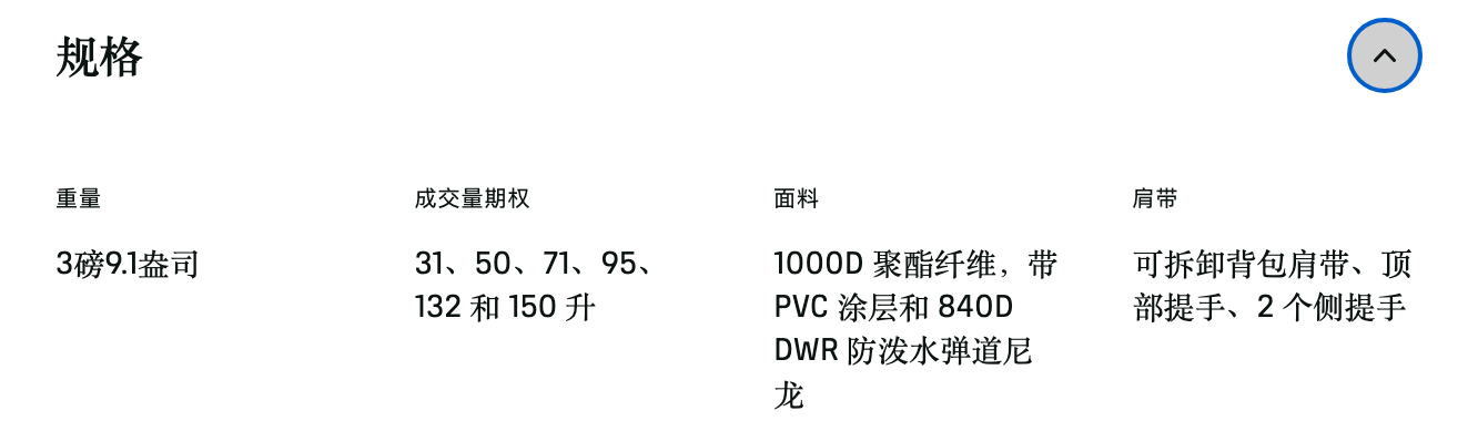 The North Face Base Camp Duffel 行李袋：规格