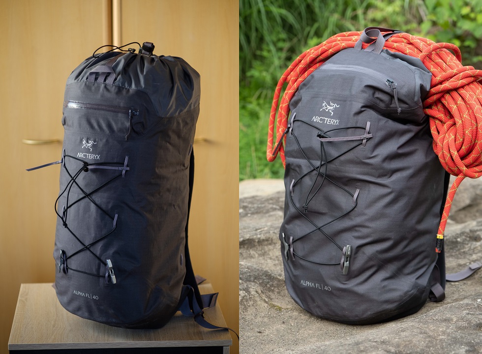 Arc'teryx Alpha FL 40 登山包：顶部外挂绳索